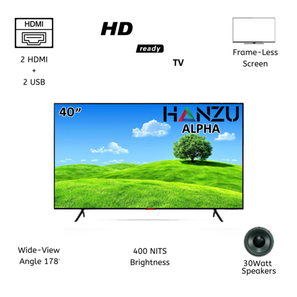 Hanzu 101cm [40 Inches] HD Ready LED TV With A+ Grade Panel Non-smart. - Image 2